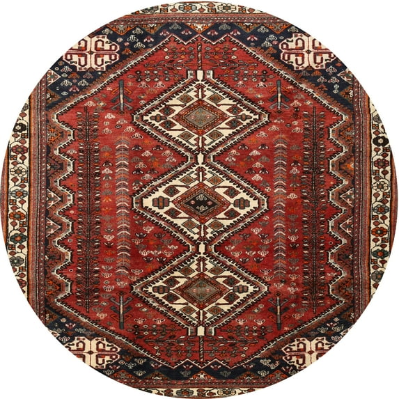 Ahgly Company Indoor Round Traditional Crimson Red Persian Area Rugs, 3' Round