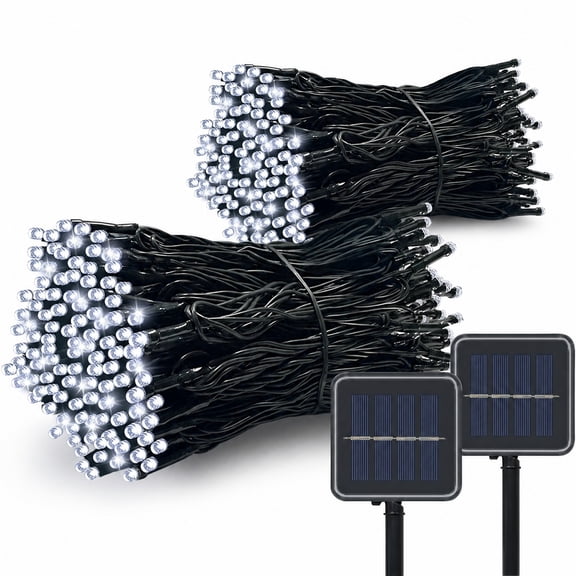 Beloadence Solar String Lights Outdoor, 2 Pack 33FT 200 LED Waterproof Solar Christmas Lights with 8 Lighting Modes for Tree Yard Garden Party Xmas Decorations, White