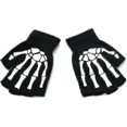 thumbnail image 1 of Guantes de medio dedo unisex con forma de calavera y esqueleto para Halloween para adultos, guantes luminosos de invierno, 1 of 5