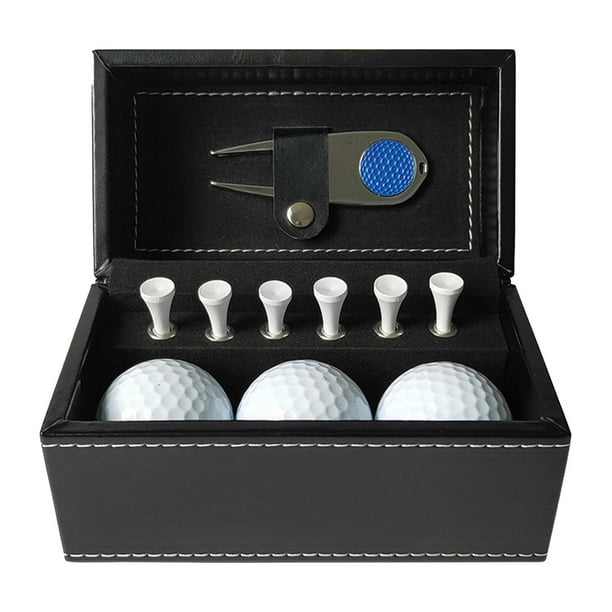 Juego de regalo de pelota y tee de golf, paquete de regalo para principiantes, herramienta para sacar divots de golf (3 piezas) Herramienta de división azul