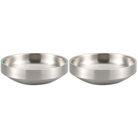 

BESTONZON 2pcs Stainless Steel Korean Kimchi Dish Spice Flavor Plate Seasoning Plate Pickle Dish