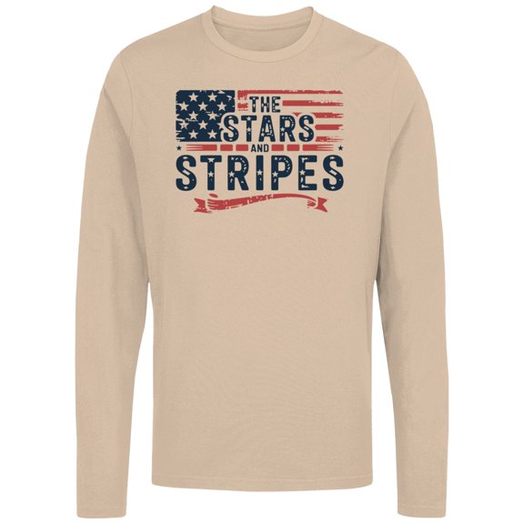 Smartprints Stars and Stripes American Flag Women's Long Sleeve, Natural, S