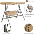 thumbnail image 6 of Mondawe 3 Persons Adjustable Porch Swing Steel and Textilene Fabric Glider Patio Canopy Swings for Adults, Khaki, 6 of 8