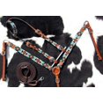 thumbnail image 2 of Showman Turquoise & Orange Beaded Aztec Leather Headstall & Breast Collar Set, 2 of 4