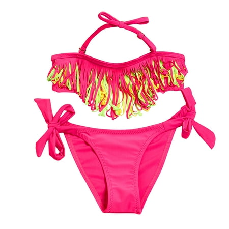 

Baby Girl Two-Piece Swimsuit Tassel Bikini Quick-Drying Split Bathing Suit Size 5 Year-14 Year