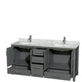 thumbnail image 2 of Wyndham Collection Sheffield 72 Inch Double Bathroom Vanity in Dark Gray, White Carrara Marble Countertop, Undermount Square Sinks, and No Mirror, 2 of 3
