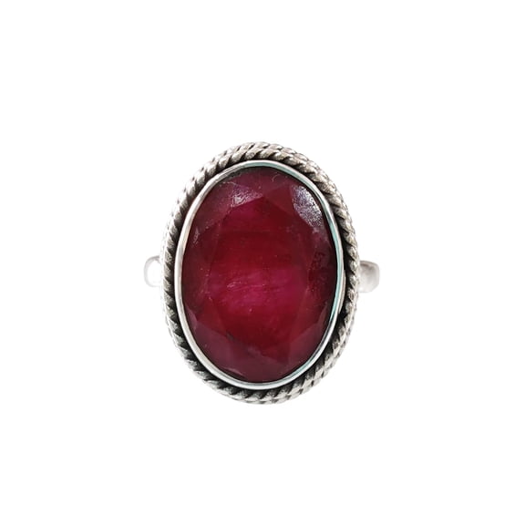 Natural Ruby Corundum Ring, Ruby Corundum Ring, July Birthstone, Simple Band, 925 Sterling Silver, Womens Ring, Christmas, Thanksgiving, Handmade, Statement Jewelry, Natural Gemstone Ring
