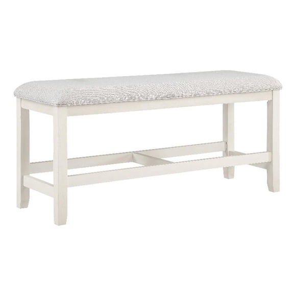 Pemberly Row Farmhouse / Country Wood Counter Bench in Off White