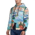 thumbnail image 3 of Pofeuu Coastal Cat By The Window Print Mens Casual Hooded Collar Drawstring Hoodies Pullover Sweatshirts Casual Long Sleeve Shirts-4X-Large, 3 of 7
