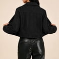thumbnail image 4 of Womens Suede Cropped Zip Up Jacket Long Sleeve Casual Coat Black L, 4 of 7