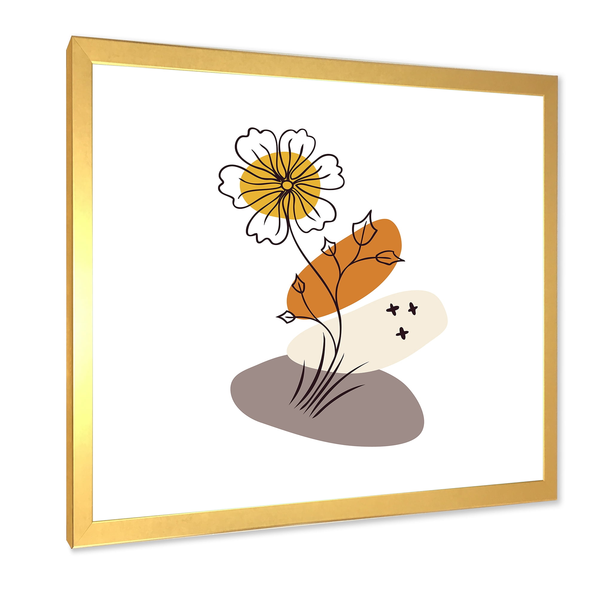 Designart 'Abstract Minimal Shapes Under Flowers I' Modern Framed Art Print