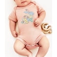 thumbnail image 4 of Ink Printed Image NOT a Quilt Patch - Easter Floral Bunny Faux Patchwork Baby Bodysuit Peach Bodysuit Newborn, 4 of 7