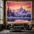 thumbnail image 6 of Snow-Capped Mountain Peak in Sunset Reflection, Serene Watercolor Style for Nature Lovers, Scenic Landscape Decor, Christmas Gift Tapestry Wall Hanging for Bedroom, Living Room and Dorm, 6 of 7