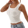thumbnail image 2 of IWEMEK Womens Tank Top Summer Casual Trendy Sleeveless Shirt Square Neck Wide Shoulder Strap Vest Fashion White Crop Top, 2 of 7