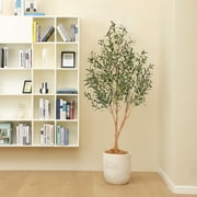 Nafresh 6FT Large er Style Artificial Olive Tree, Realistic Faux Olive Plant for Indoor Décor