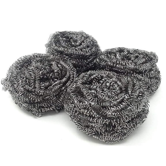 Wideskall Stainless Steel Kitchen Cleaning Sponges Scouring Pad Steel Wool Scrubbers Pack of 4