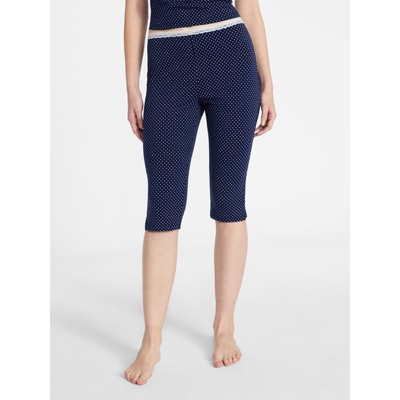 No Boundaries Single Jersey Lace Capri Sleep Pants, Women's XXS-3X