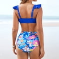 thumbnail image 4 of Delconic Women Ruffle Sleeve Two Piece Bikini Set High Waist Floral Print Swimsuit Flutter Strap Swimwear Top and Bottom, 4 of 6
