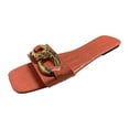 thumbnail image 2 of Sandalias Mujer Casual Peep Toe Zapatos de tacones planos Cadena de botones de metal Zapatillas de verano Wmkox8yii  ytu4611, 2 of 3