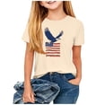 thumbnail image 5 of SGFCWSX Girls T-Shirts Kids Patriotic Casual Short Sleeve American Flag Print Graphic Tops Khaki Size 4-5 Years, 5 of 5