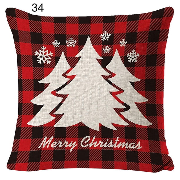 Funda de almohada transpirable, funda de almohada de Navidad de piel de lino de un solo lado