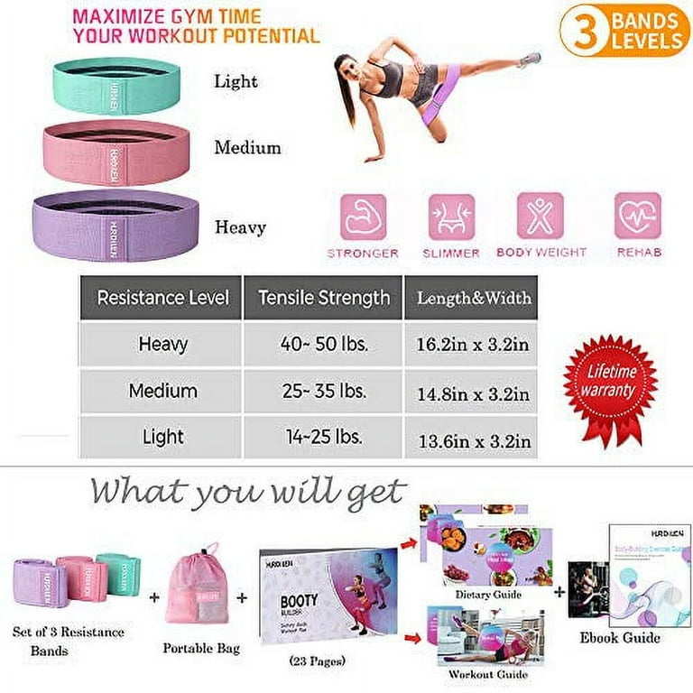 Hurdilen Resistance Bands Loop Exercise Bands Workout Bands Hip Bands Wide Resistance Bands Hip Resistance Band for Legs and Butt Activate Glutes and