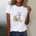 thumbnail image 2 of Yxbdin Womens Easter Shirt Plus Size Short Sleeve T Shirts Crew Neck Cute Bunny Graphic Tee 3/4 Sleeve Casual Spring Summer Tops White L, 2 of 6
