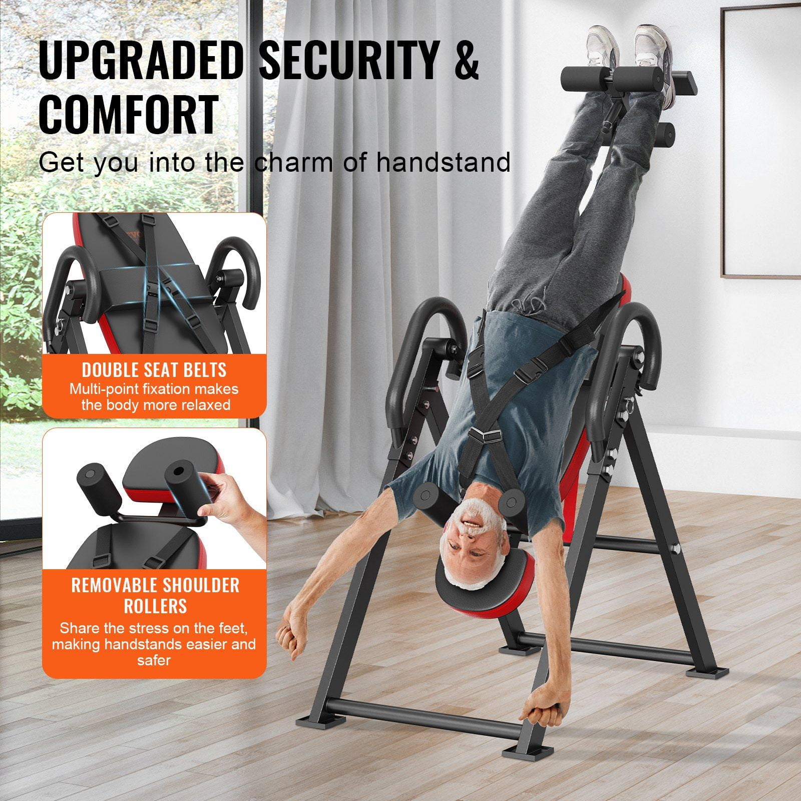 Foldable Inversion Table with Adjustable Settings - Home Strength Training & Back Pain Relief Equipment - Anti-Gravity Yoga & Hanging Exercise Bench