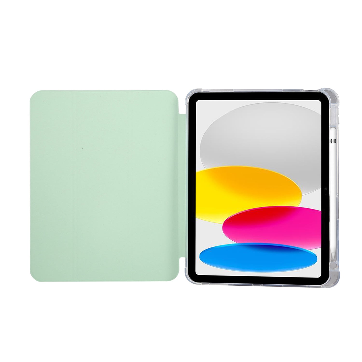 SaniMore for iPad 10th Generation 10.9" 2022 Case, Auto Sleep/Wake, Flexible TPU Case with Tri-Fold Kickstand & Pencil Holder Shockproof Protective Case for Women Men, Matchagreen