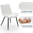 thumbnail image 5 of Modern Faux Leather Dining Chairs Set of 2 with Backrest, Sturdy Metal Legs, Upholstered Kitchen Dinning Room Chair(White, Black Legs), 5 of 10