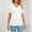 White, variant on ECZHAW Womens Summer Tops,Women's V Neck Tunic Tops Short Sleeve T shirts with Side Shirring Ruched Blouse shirts,