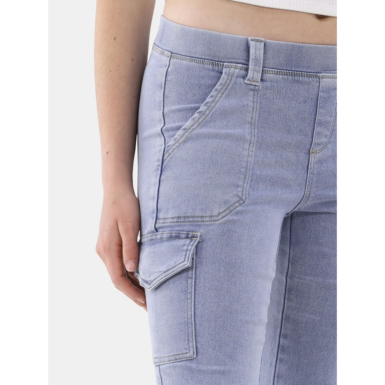 No Boundaries Pull On Utility Jeans, 31.5” Inseam, Women's No Boundaries Pull On Utility Jeans, 31.5” Inseam, Women's