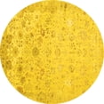 thumbnail image 1 of Ahgly Company Indoor Round Abstract Yellow Contemporary Area Rugs, 3' Round, 1 of 4