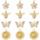 thumbnail image 1 of 12 colgantes de mariposa de latón chapado en oro de 18 quilates con circonita cúbica transparente, 4 estilos, con forma de flor y anillas de salto., 1 of 5
