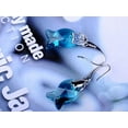 thumbnail image 5 of Swarovski Crystal Element Tone Aqua Blue Nautical Goldfish Fish Hook Dangle Earrings, 5 of 5