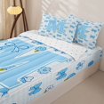 thumbnail image 3 of Castle Fairy Blue Bow Letter M Zipper Twin Comforter Sets with Fitted Sheet and 2 Pillowcases for Girls,Cute Flowers Zipper Bedding Set,4-Piece,Reversible, 3 of 6