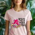 thumbnail image 5 of Jesus I Can’t Even Walk T-Shirt | Faith Christian Floral Tee for Women , White, Size S, 5 of 6