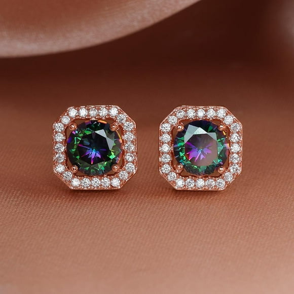 VOLALO 925 Sterling Silver Stud Earrings Birth Cubic Zircon Fashion Jewelry For Women