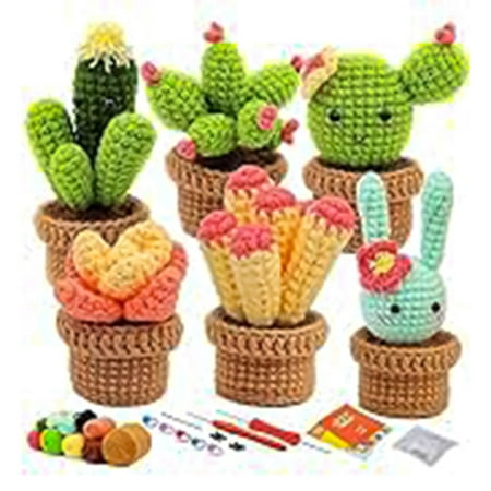 KAGAYD Crochet Kit Crochet Kit For Beginners Beginner Crochet Kit For Adults With Crochet Hooks Crochet Supplies Plastic Eyes And Instructions Succulent Plants
