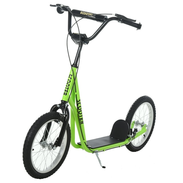 Aosom Trottinette, Jouet à Chevaucher pour Enfants avec Roue Gonflable de 16 Pieds', Vert