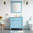thumbnail image 2 of ANGELES HOME 36 inch Bathroom Vanity with Sink, Solid Wood Bathroom Makeup Cabinet W/ 3 Drawers, Bathroom Vanity Storage Organizer with Carrara White Quartz Countertop Classic Blue, 2 of 9