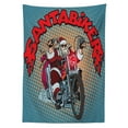 thumbnail image 3 of Ambesonne Santa Tablecloth Rectangular Table Cover, Pop Art Retro Biker Santa, 60"x90", Multicolor, 3 of 4