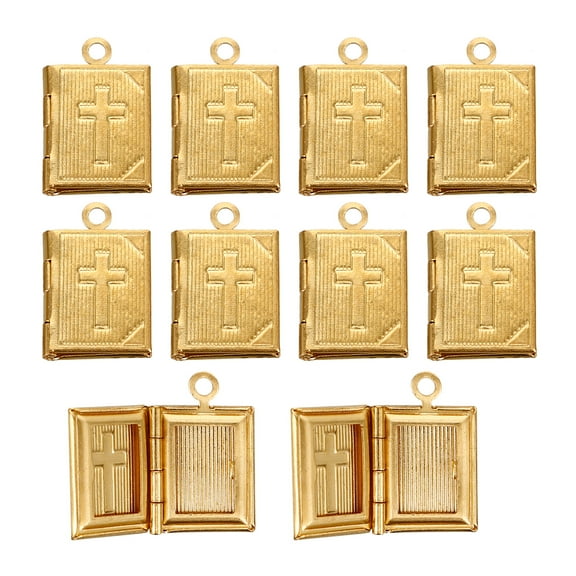 FRCOLOR 10Pcs Golden Copper Bible Charms for DIY Jewelry Making Durable Pendants and Accessories