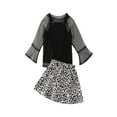 thumbnail image 1 of xiaxaixu Ensembles pour Bébé, Blouse Noire à Manches Ajourées + Jupe à Imprimé Léopard, 1 of 8