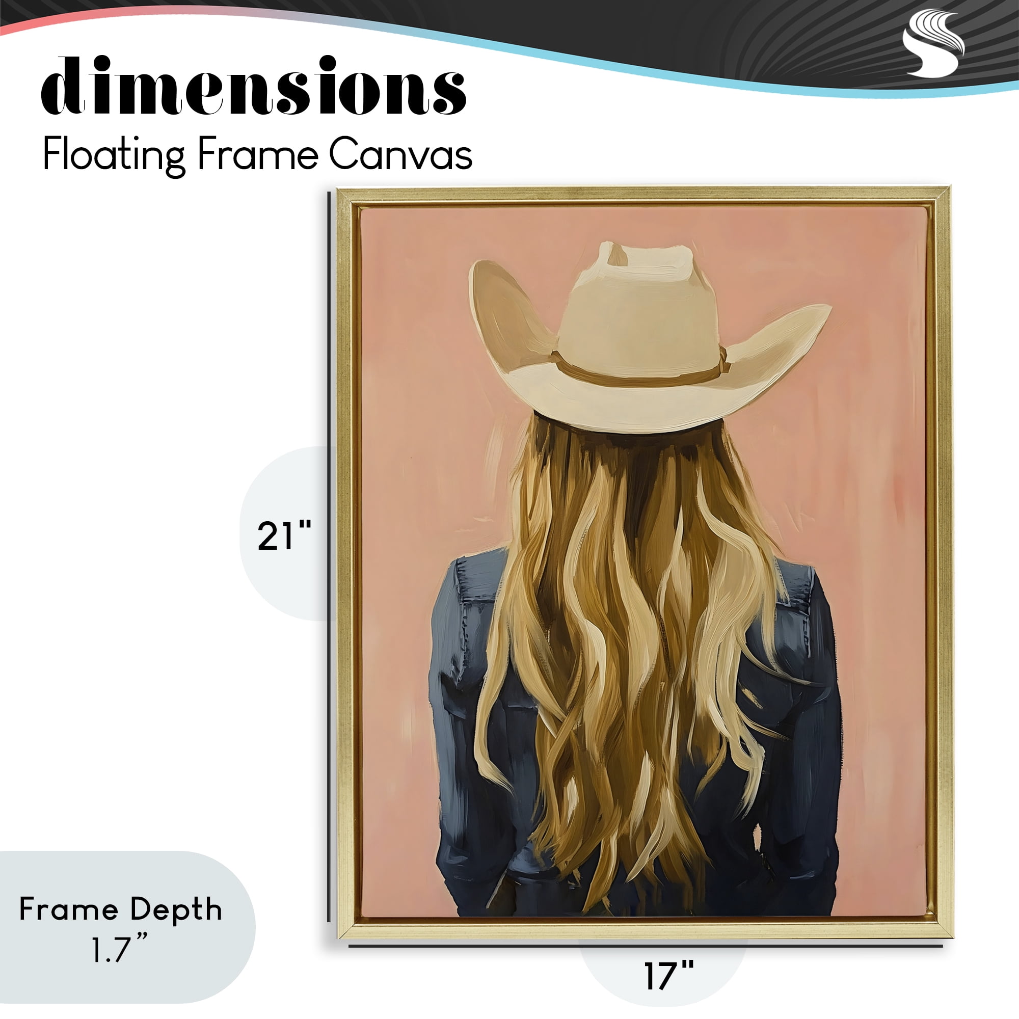 Stupell Industries Blonde Cowgirl Back View Gold Framed Floater Canvas Wall Art, design by The Prints Vibe