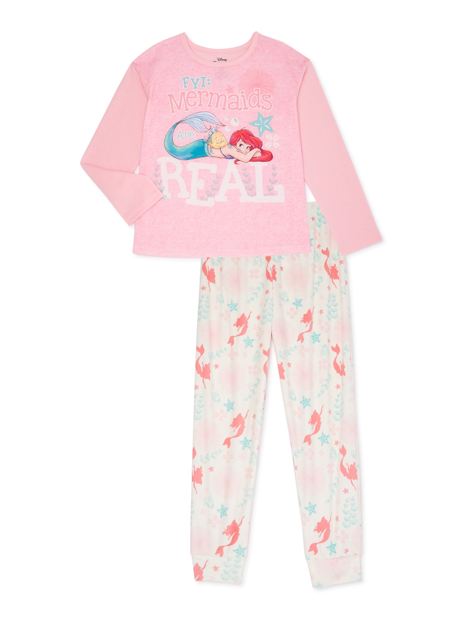 Little Mermaid Girls Long Sleeve Set Sizes 4-12 Kuwait Ubuy