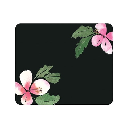 UPC: 0731969591031 | OTM Prints Black Mouse Pad  Hibiscus Pink and Green