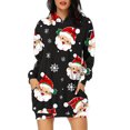 thumbnail image 2 of TIMIFIS Robe Chandail à Capuche pour Femmes Imprimé de Noël Manches Longues Ample avec Poches, 2 of 6