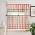 thumbnail image 2 of 3 Piece Kitchen Curtains and Valances Set Yellow Buffalo Plaid Cafe Curtains 24 Inch Length Red Lines Grid Pattern Vintage Valance & Tier Curtain for Living Room Bedroom Window 54"x18"+27"x24"*2, 2 of 6