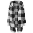 thumbnail image 7 of felwors Womens Winter Coats Trendy Fuzzy Fleece Hoodies Open Front Fall Sherpa Jackets Warm Plaid Cardigans Casual Outerwear Grey, XXL, 7 of 7